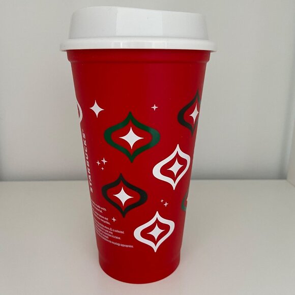 Starbucks Red Holiday Reusable Coffee Cup 16 Oz With White Lid - Picture 4 of 13